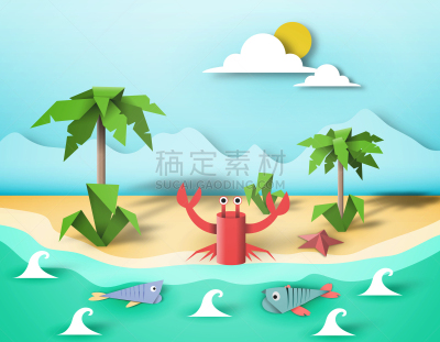 纸,折纸工艺,天气,创造力,背景分离,云,椰子,海星,动物,童年
