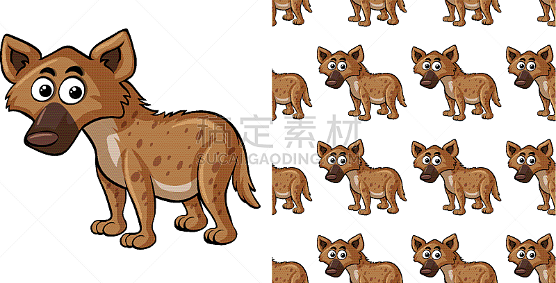 seamless background design with cute hyena