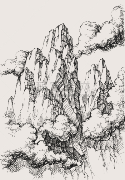 高处,地形,山,绘画插图,清新,云,壁纸,艺术品,岩石,复古