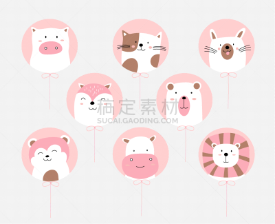 可爱的,草图,卡通,粉色,气球,动物手,姿态,时尚,幼小动物,绘制