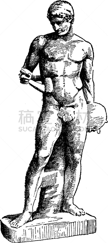 铁饼掷手,雕塑,白色,矢量,图像,雕刻图像,黑色,做,复古