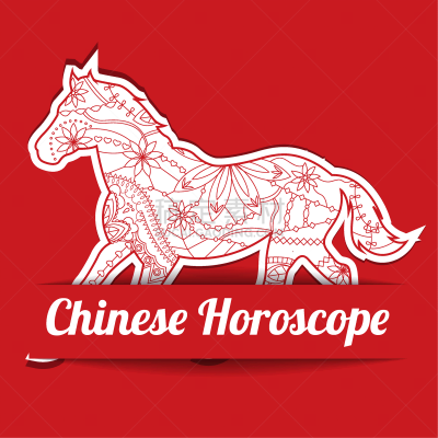 马,纸,十二生肖,背景,轮廓,白色,红色,植物群,算命