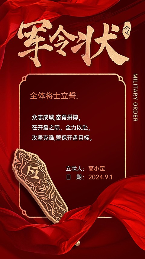 房地产军令状商务令牌大气海报
