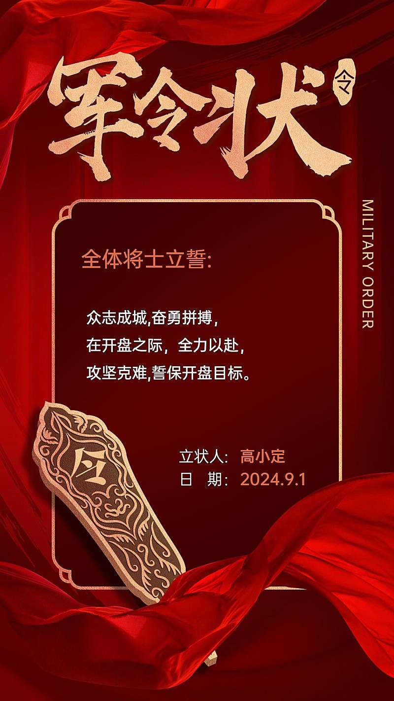 房地产军令状商务令牌大气海报