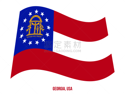 美国州旗,乔治亚州,绘画插图,美国,白色背景,矢量,亚利桑那州州旗,阿拉巴马州旗,美国东部,乔治亚州州旗