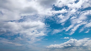 夏日天空移动云的延时摄影，晴云转阴