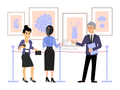 现代,导游,绘画插图,人,画廊,矢量,画布,商务,事件,艺术家