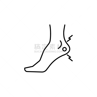痛苦,足,线图标,白色背景,健康保健,药,腿,细的,品牌名称