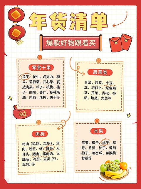 年货节囤货必备清单小红书配图