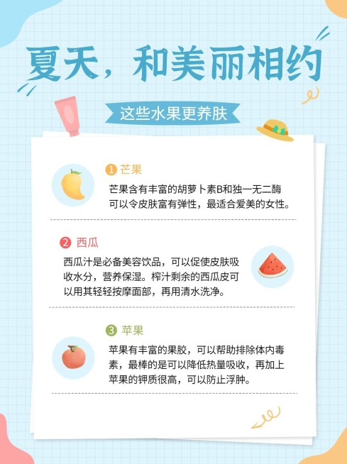 夏日护肤指南宣传小红书配图预览效果