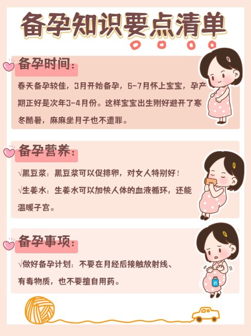 可爱创意手绘风母婴备孕知识攻略指南小红书配图预览效果