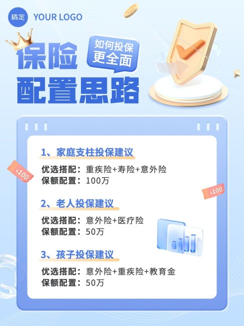 金融保险配置知识科普3D小红书配图预览效果
