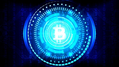 比特币数字技术的抽象动画