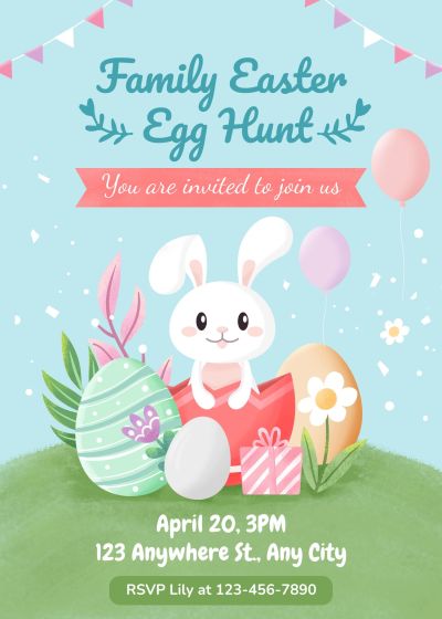 Cartoon Glassland Easter party invitation Letter