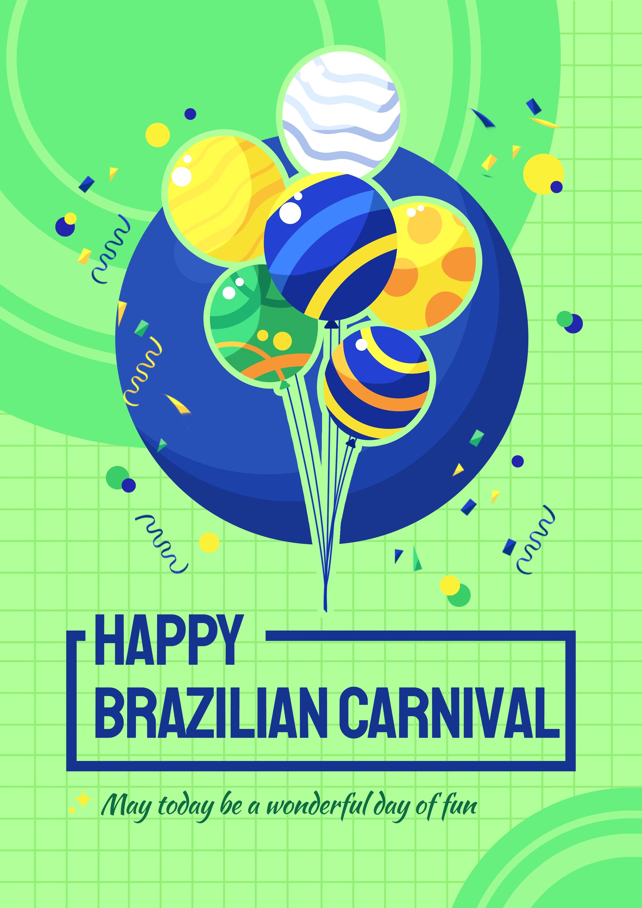 Simple Green Grid Background Rectangle Frame Brazil Independence Day Greeting Poster