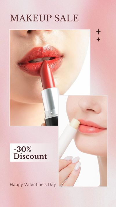Brazil Valentine's Day Dia dos namorados Lipstick and Lip Balm Makeup Cosmetics Beauty Discount Sale Promo Ecommerce Story