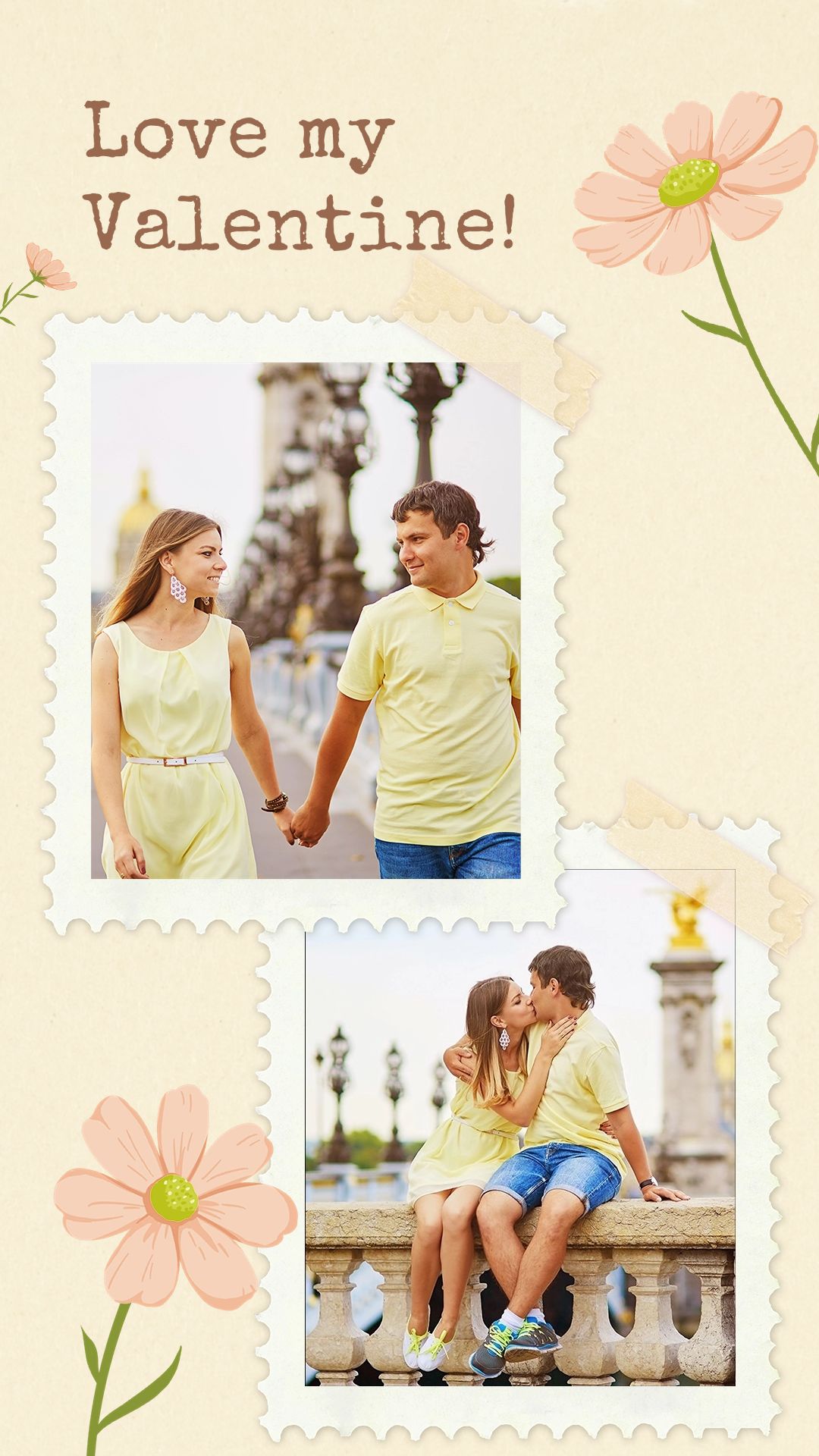 Fresh Flowers Decor Dia dos namorados Stamp Frame Couple Moment Instagram Story