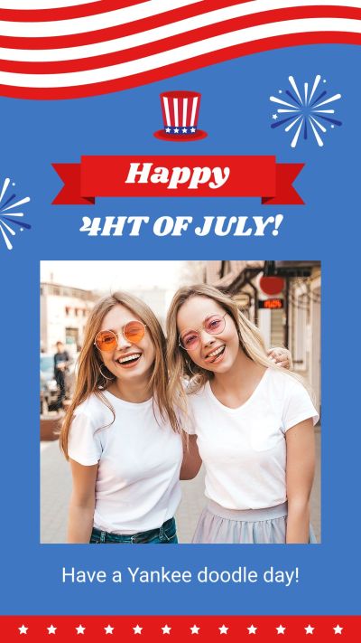 Simple Hand Painted Stripe American independence day Instagram story