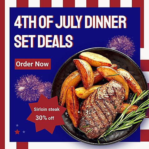 BBQ Steak Set Independence Day Fourth Of July Restaurant Discount Promotion Ecommerce Product Image