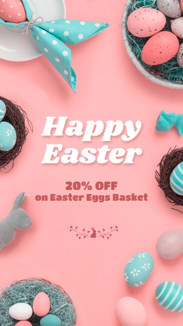 Pink Background Easter Egg Home Decorations Sale Promotion Ecommerce Story预览效果