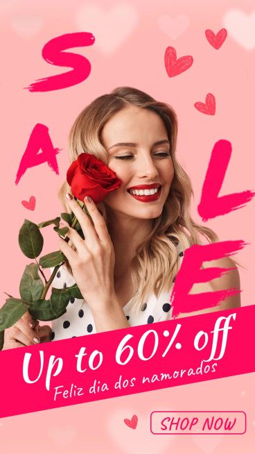 Pink Hearts Brazil Valentine's Day Dia dos namorados Women's Clothing Fashion Discount Sale Promo Ecommerce Story预览效果