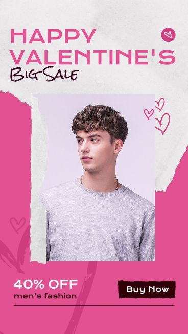 Pink Hearts Brazil Valentine's Day Dia dos namorados Men's Clothing Fashion Discount Sale Promo Ecommerce Story预览效果
