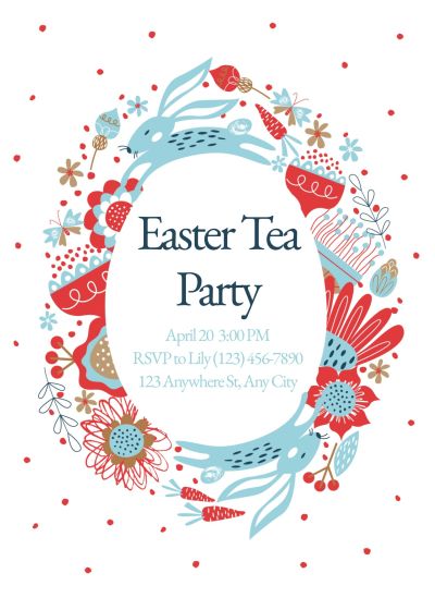 Red Dot Element Easter Festival Celebrate Party Invitation Letter