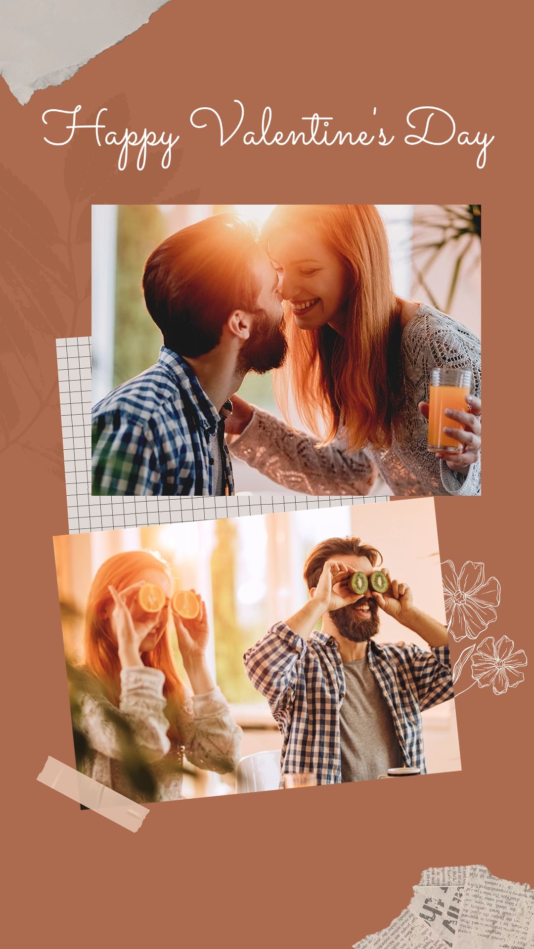 Fresh Flowers Pattern Decorate Couple Moment Record Instagram Story