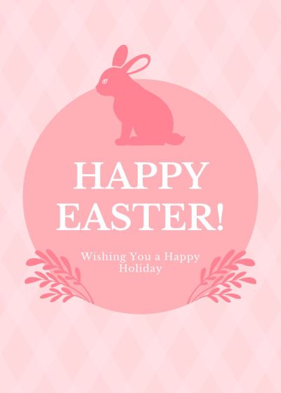 Literary Retro Style Pink Circle Element Easter holiday Greeting card