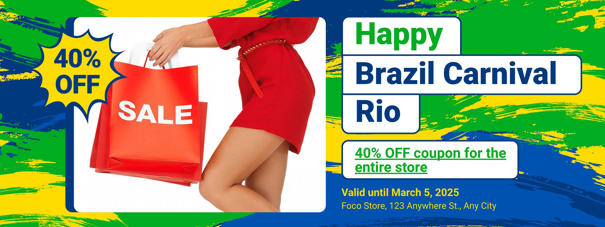 Simple Cartoon Brush Brazil Independence Day Discount Coupon