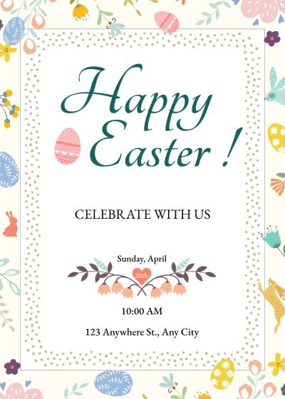 Literary Fresh Style Cartoon Animals Element Easter Party Invitation Letter