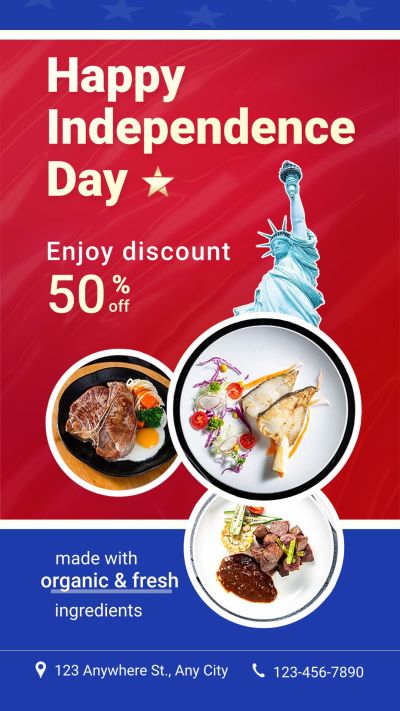 Independence Day Restaurant Food Discount Promotion Sale Ecommerce Story