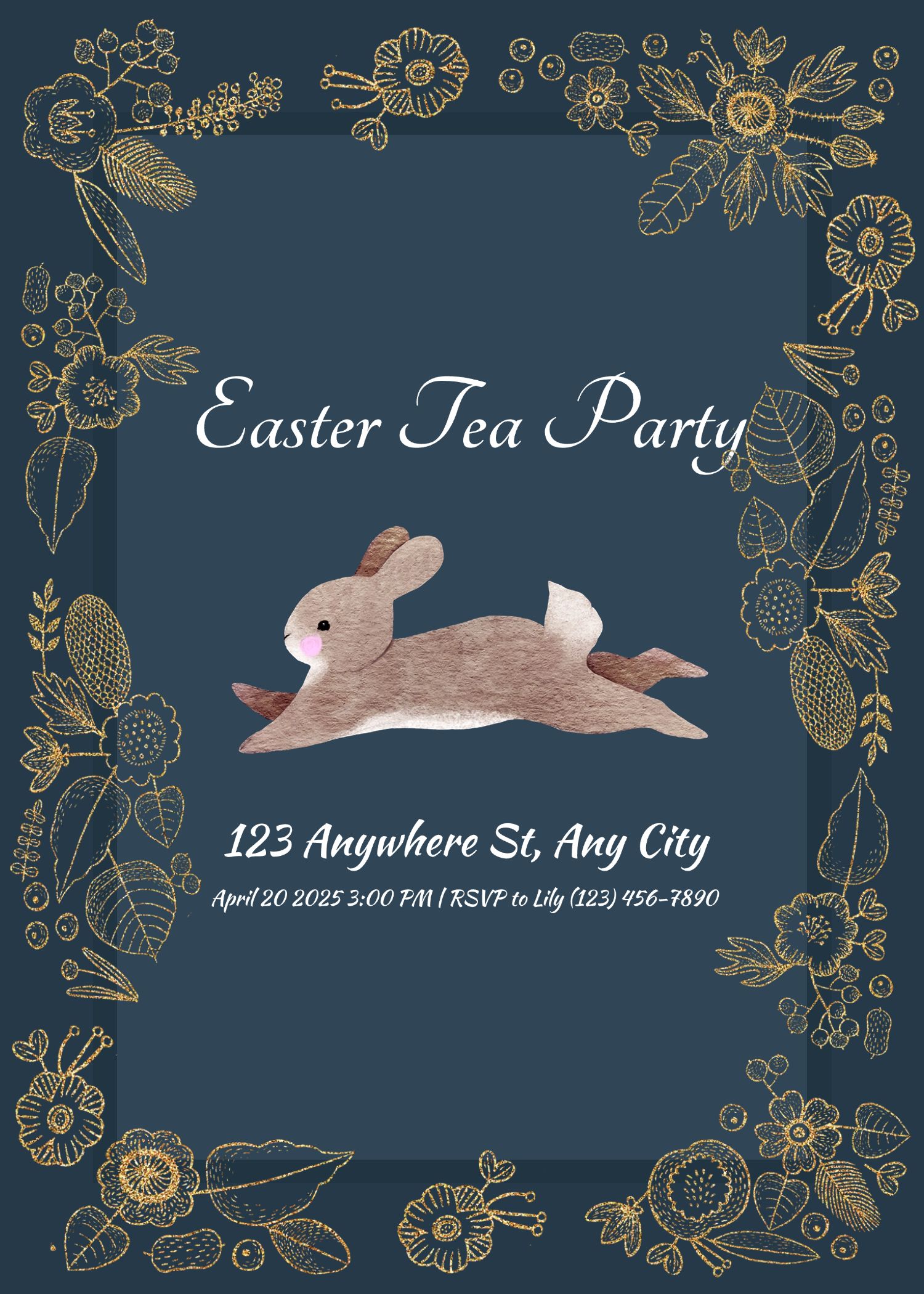 Luxurious Rabbit Typesetting Easter Festival Celebrate Party Invitation Letter