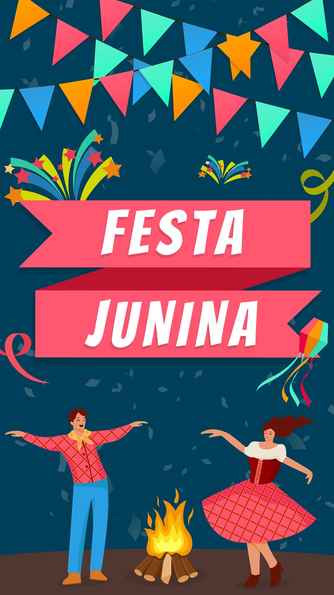 Hand Painted Silk Ribbon Pattern Celebration Festa Junina Instagram story