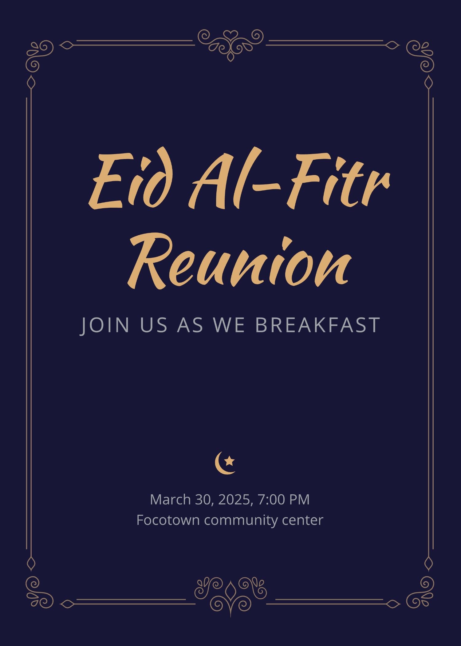 Pattern Border Eid Al-Fitr invitation letter