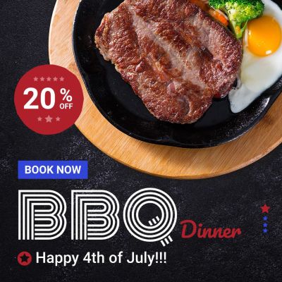 Independence Day Fourth Of July Steak BBQ Restaurant Food Promotion Discount Ecommerce Product Image