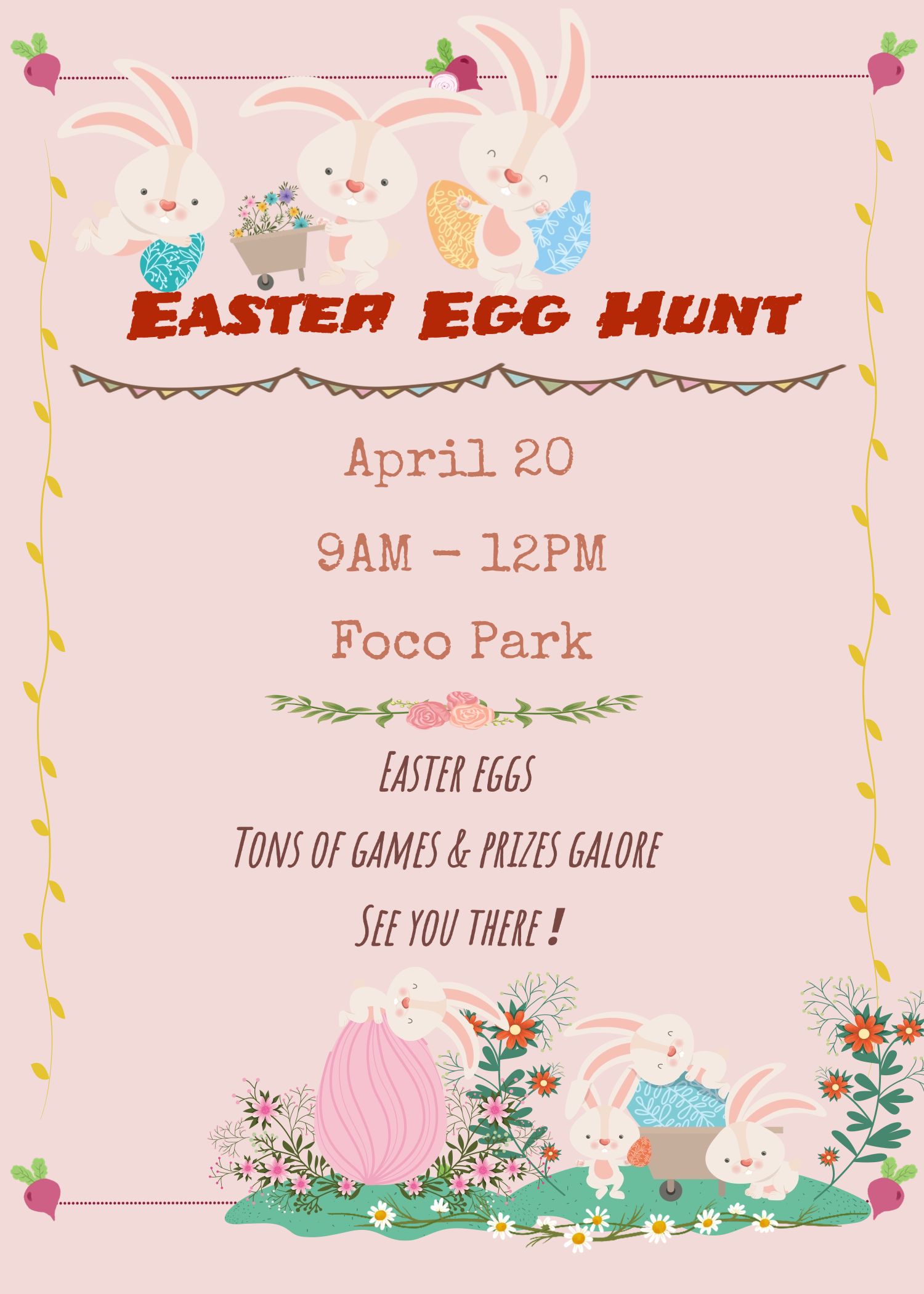 Retro Cartoon Leaves Frame Easter party invitation Letter