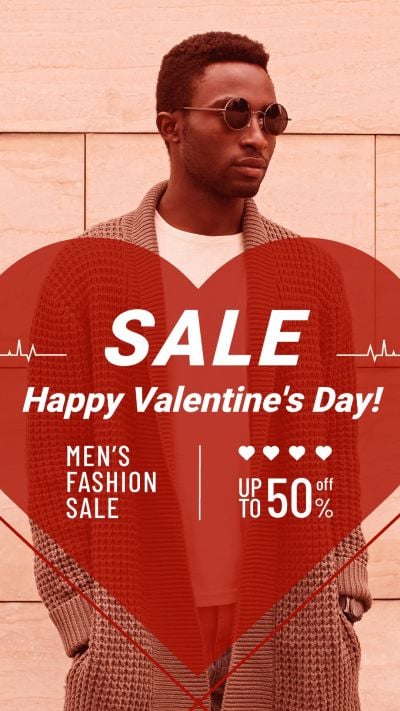 Red Filter Brazil Valentine's Day Dia dos namorados Men's Clothing Fashion Discount Sale Promo Ecommerce Story