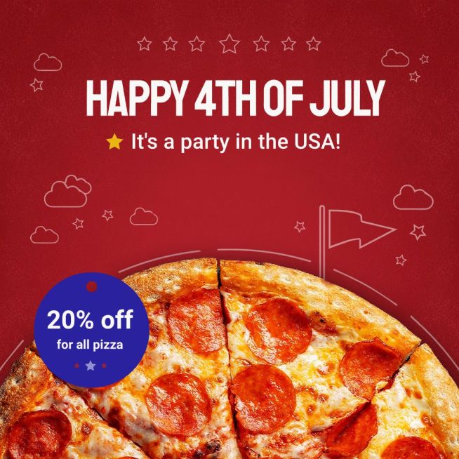 Independence Day Fourth Of July Pizza Fast Food Discount Sale Promo Ecommerce Product Image预览效果