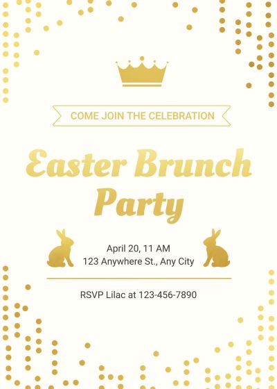 Luxury Style Gold Dot Element Easter party invitation