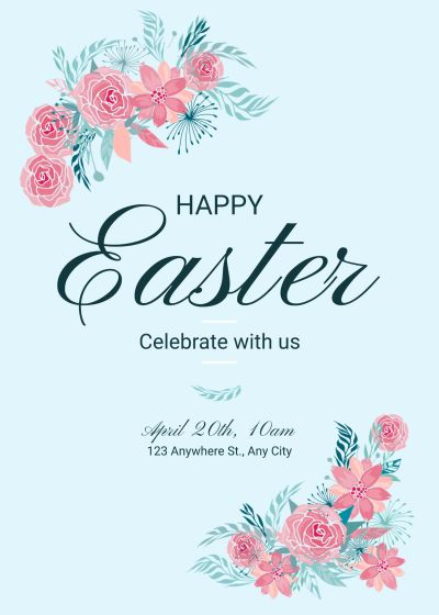 Simple Style Hand Painted Flower Element Easter party invitation