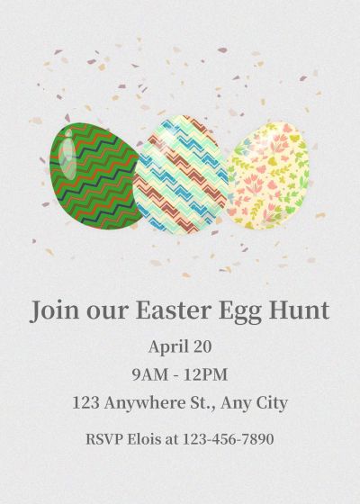 Simple Cartoon Stripe Eggs Easter Party Invitation Letter