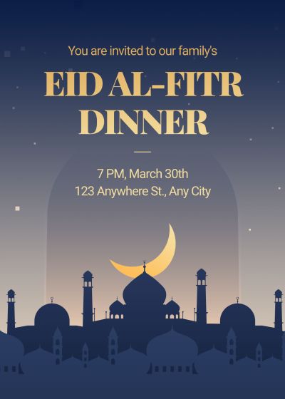 Simple Style Gold Color System Text Ramadan Gathering Party Invitation Letter