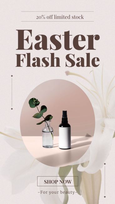 Plant Decoration Easter Beauty Cosmetics Sale Promotion Ecommerce Story预览效果
