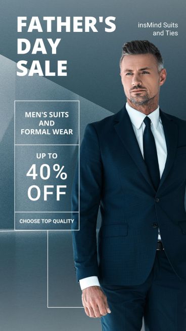 Form Element Father's Day Men's Suit Formal Wear Fashion Discount Sale Promo Ecommerce Story预览效果