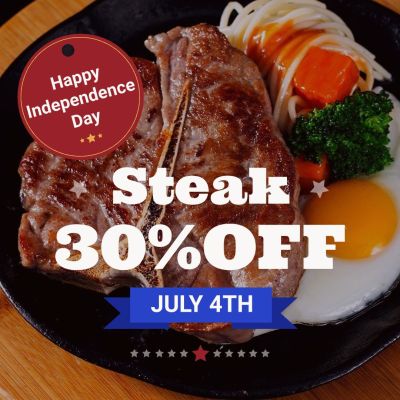 Steak and Egg Independence Day Fourth Of July Restaurant Food Discount Promotion Ecommerce Product Image