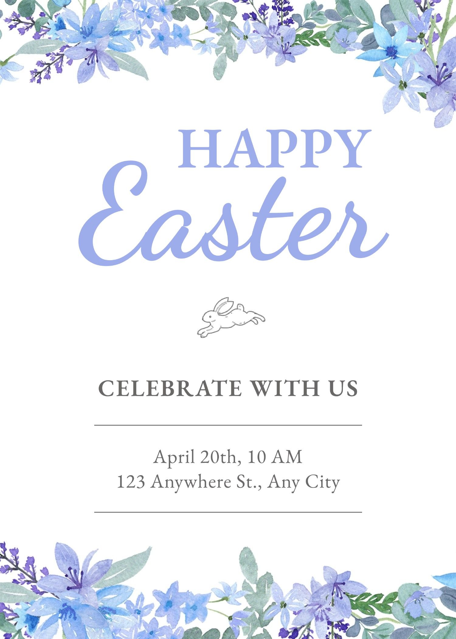 Hand Painted Plants Easter party invitation