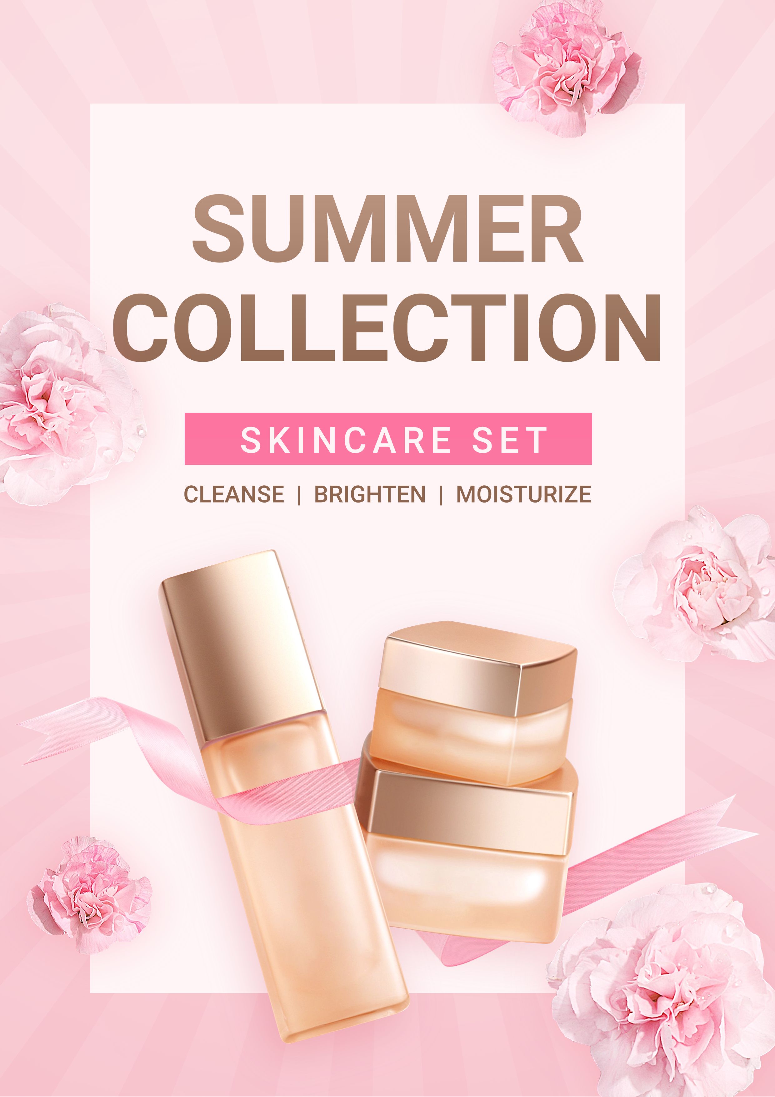 Skincare Set Beauty Cosmetics Product Promotion Advertising Poster