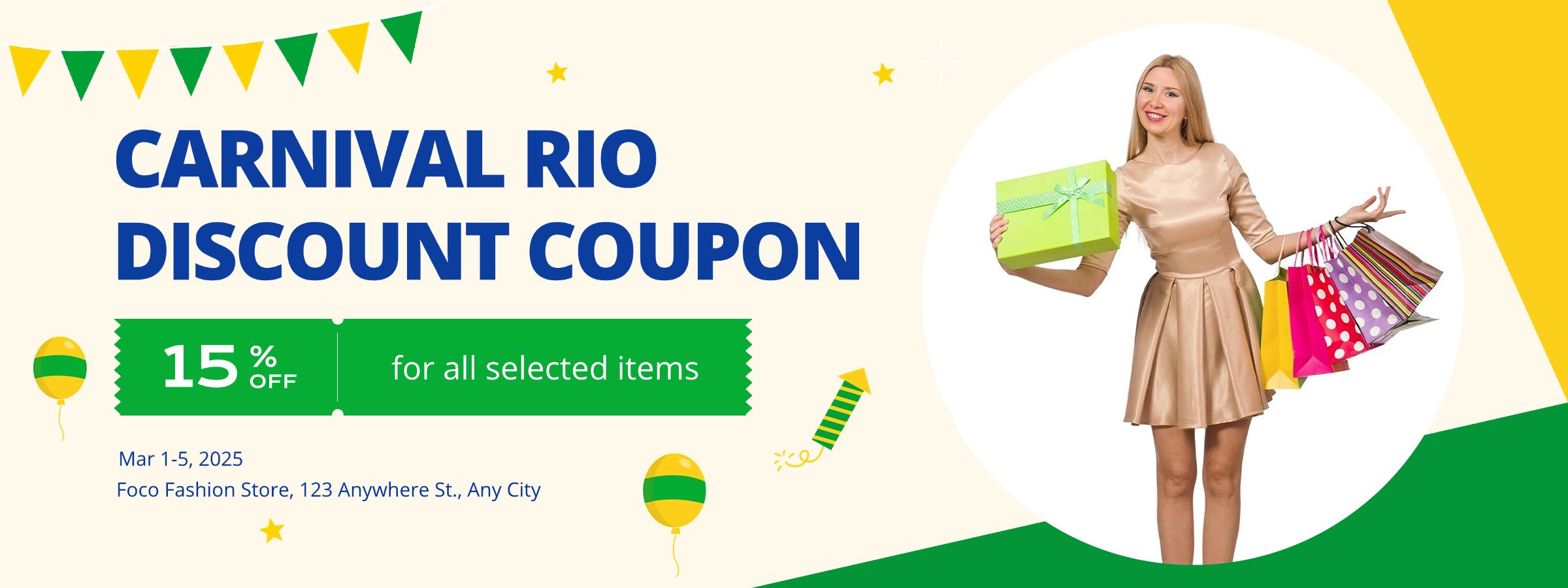 Simple Gift Boxes Pattern Brazil Independence Day Discount Coupon