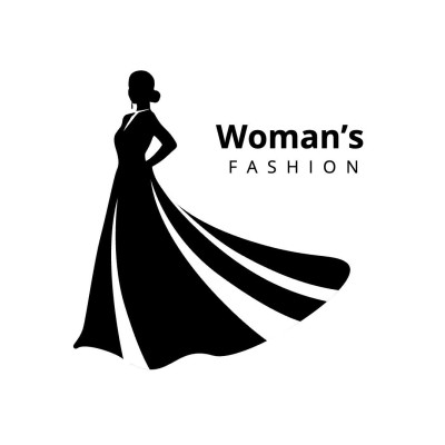 Black Dress Silhouette Women's Fashion Clothing Brand Logo